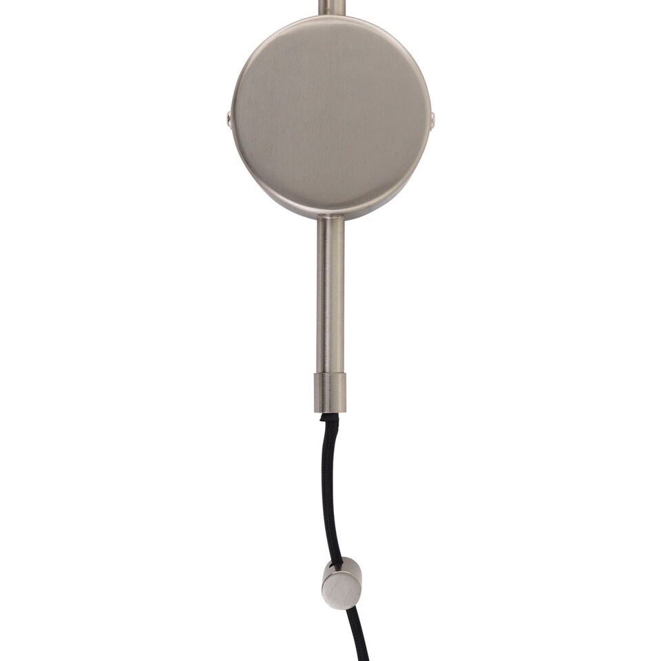 image 1 of Set of 2 Victoria - Satin Nickel Plug in Wall Lights with Glass Shades | Chrome | Grey | 2