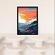 image 2 of Autumn Sunrise Countryside Graphic Orange Black Framed Wall Art Print A4
