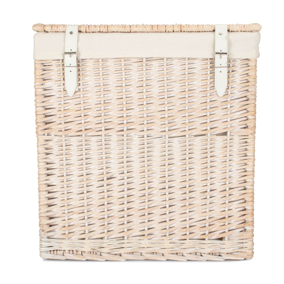 image 1 of Large Boutique White Wash Storage Laundry Hamper With Lining | White | White