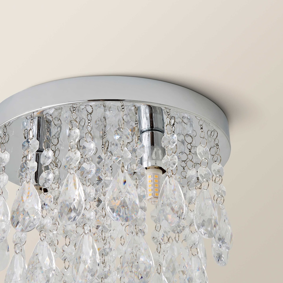 image 1 of ValueLights Lara Chrome Chandelier Acrylic Droplet Ceiling Light