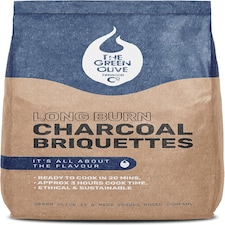 Green Olive Firewood - 1 x 4kg Bag - Long Burn BBQ Charcoal Briquettes, Use for Charcoal Barbecues and Smokers. Natural, Quick Lighting and Long Burn Time | Black | 1