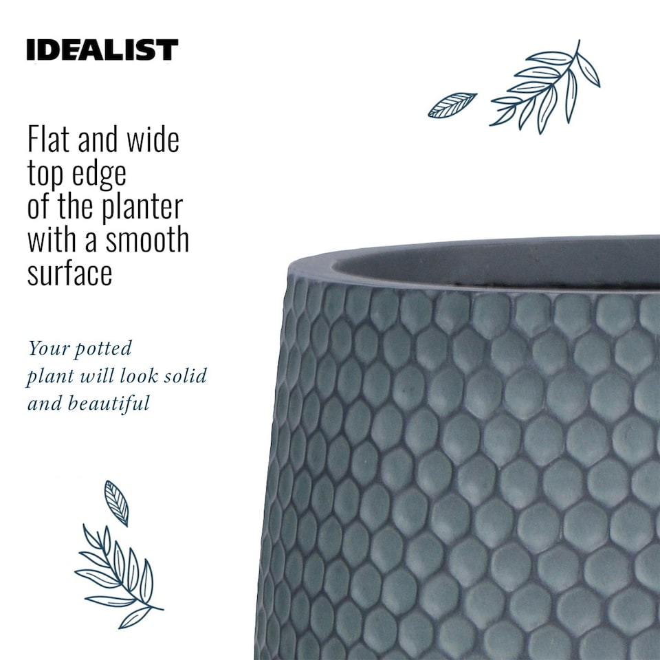 image 1 of Honeycomb Style Green Grey Planter with Legs, Round Indoor Plant Pot Stand for Indoor Plants by Idealist Lite D21 H34 cm, 6L