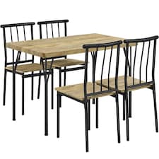 Yaheetech Industrial 5-Piece Dining Table Set Brown