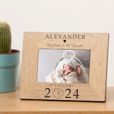 Personalised New Baby Welcome to the World Wood Picture Frame 7x5