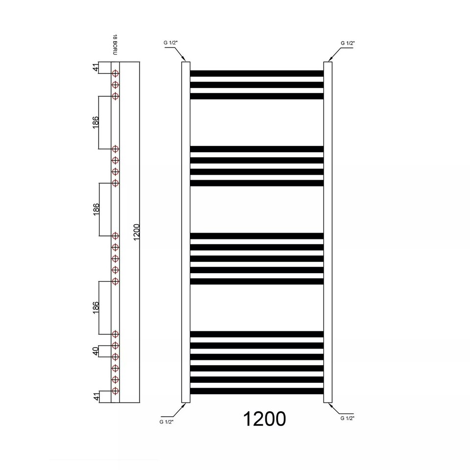 image 1 of Polished Chrome 1200 x 400mm Heated Bathroom Towel Rail Warmer Ladder Radiator with Angled Manual Valves Pair