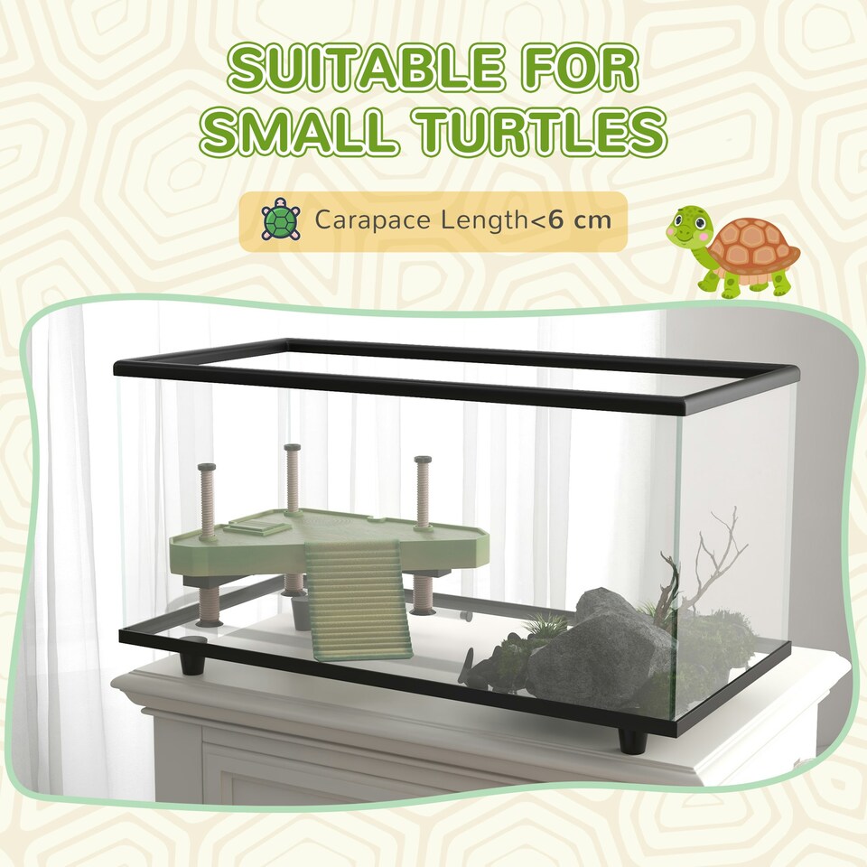 image 1 of PawHut Turtle Tank 50L Glass Turtle Aquarium w/ Easy Drainage, 60 x 30 x 32cm