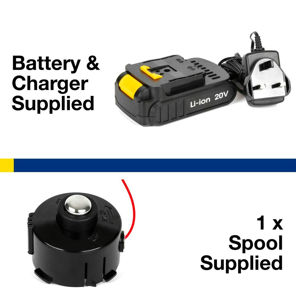 image 1 of Skotek 20V Cordless Strimmer,1 Spool, 1 Battery & 1 Charger