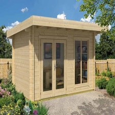 Dorset 71-Log Cabin, Wooden Garden Room, Timber Summerhouse, Home Office - L460 x W360 x H231.2 cm Brown