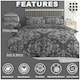 image 3 of VELVETIO Ananias Damask Complete Duvet Cover Set with Fitted Sheet Printed Bedding Quilt Grey | Double