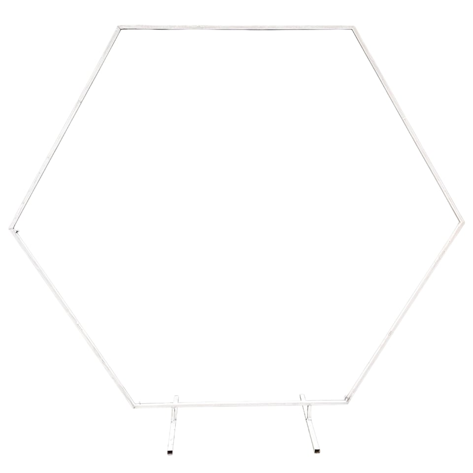 image 1 of White Hexagon Arch Stand Party Background Decoration, Garden Arbors - 240cm