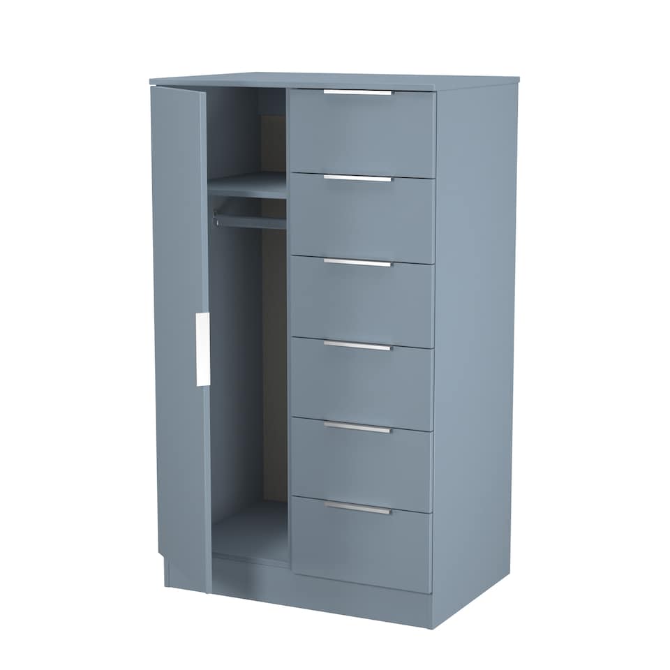 image 1 of Dover 5 Drawer 1 Door Childrens Wardrobe in Denim Blue (Ready Assembled) | Blue | Denim Blue