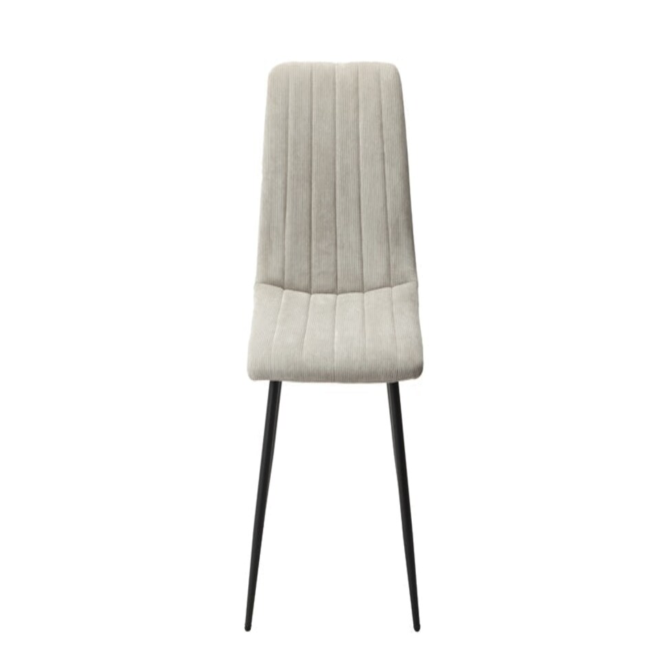 image 1 of Aspen Round Dining Table with 4 Straight Stitch Cord Dining Chairs - Grey Oak/Black - Flat Packed Grey
