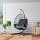 image 10 of Outsunny Hanging Egg Chair w/Stand & Cushions, Dark Grey Grey | Light Grey