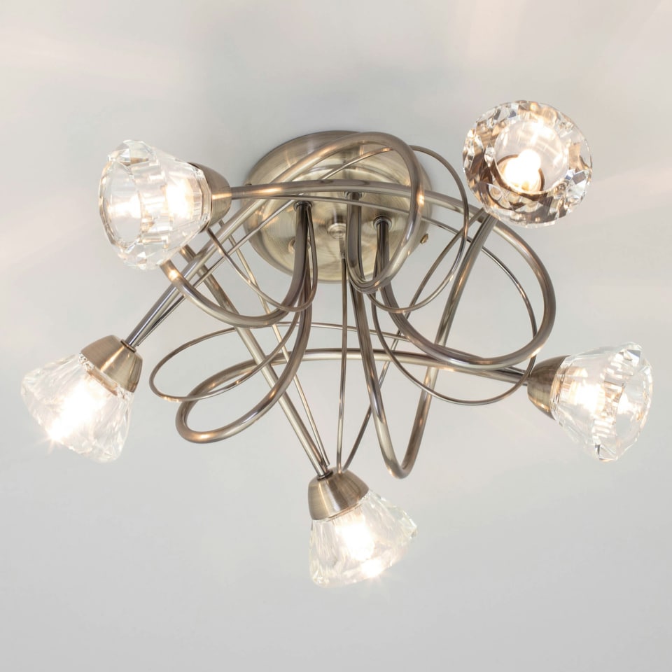 image 1 of BHS Marianne 5 Light Flush Ceiling Light | Bronze | Antique Brass | 1