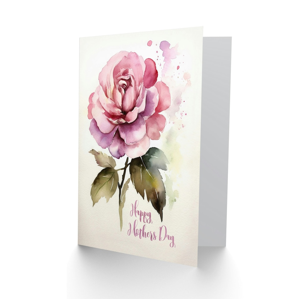 image 1 of Mothers Day Card Rose Flower Floral Watercolour Mum Card