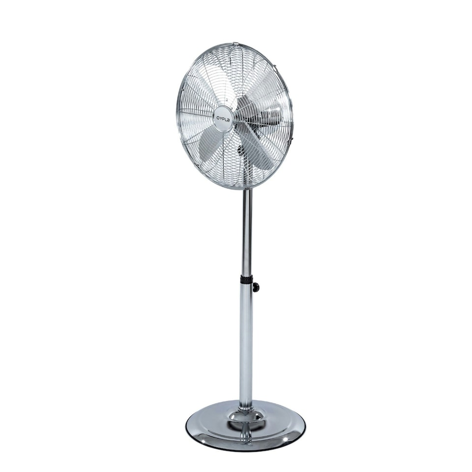 image 1 of Oypla Electrical 16" Inch 40cm Chrome Metal Pedestal 3 Speed Stand Fan Cooling