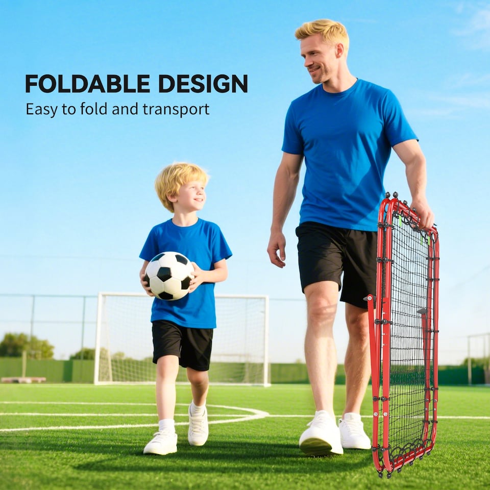 image 1 of HOMCOM Rebounder Net Football Target Goal with Adjustable Angles, Red