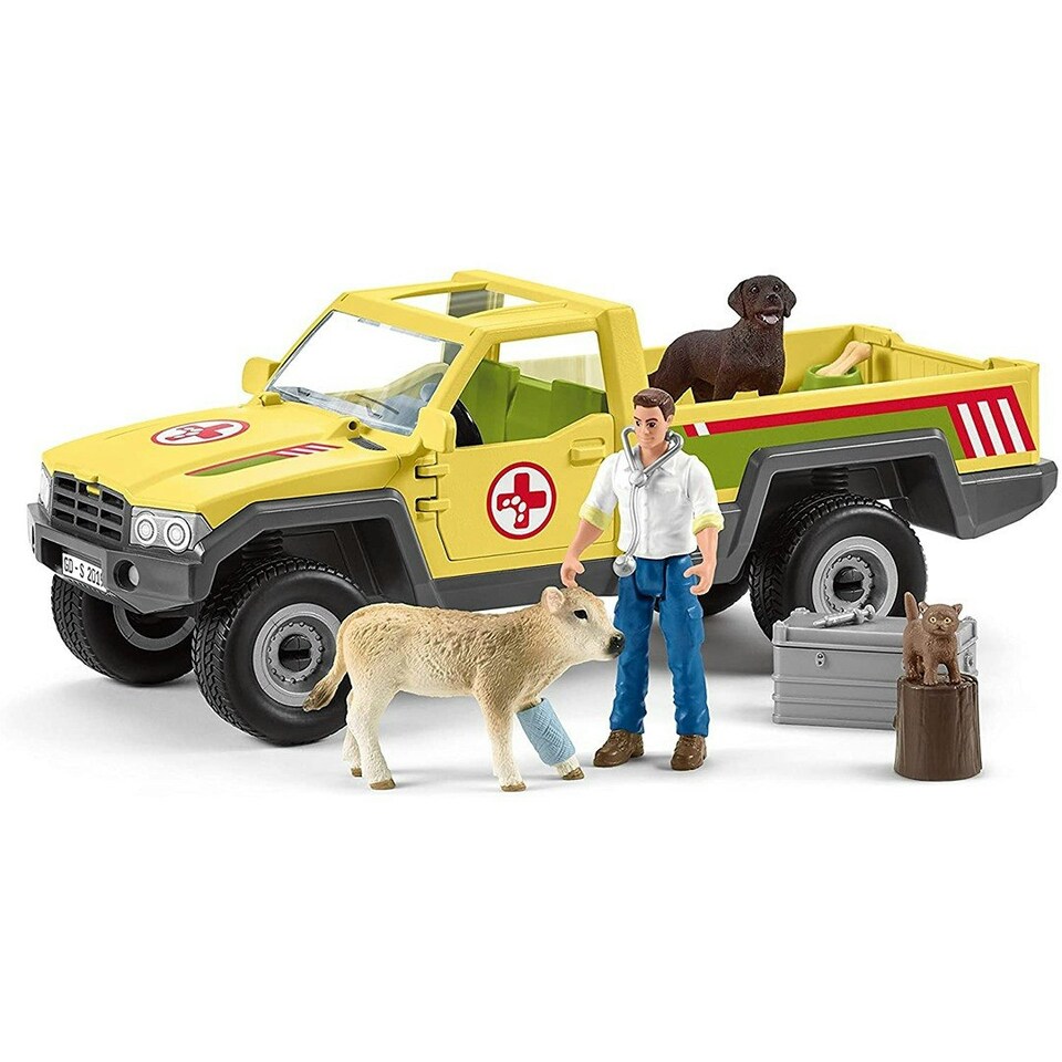 image 1 of Schleich Veterinarian 4x4 Visit At The Farm Figure