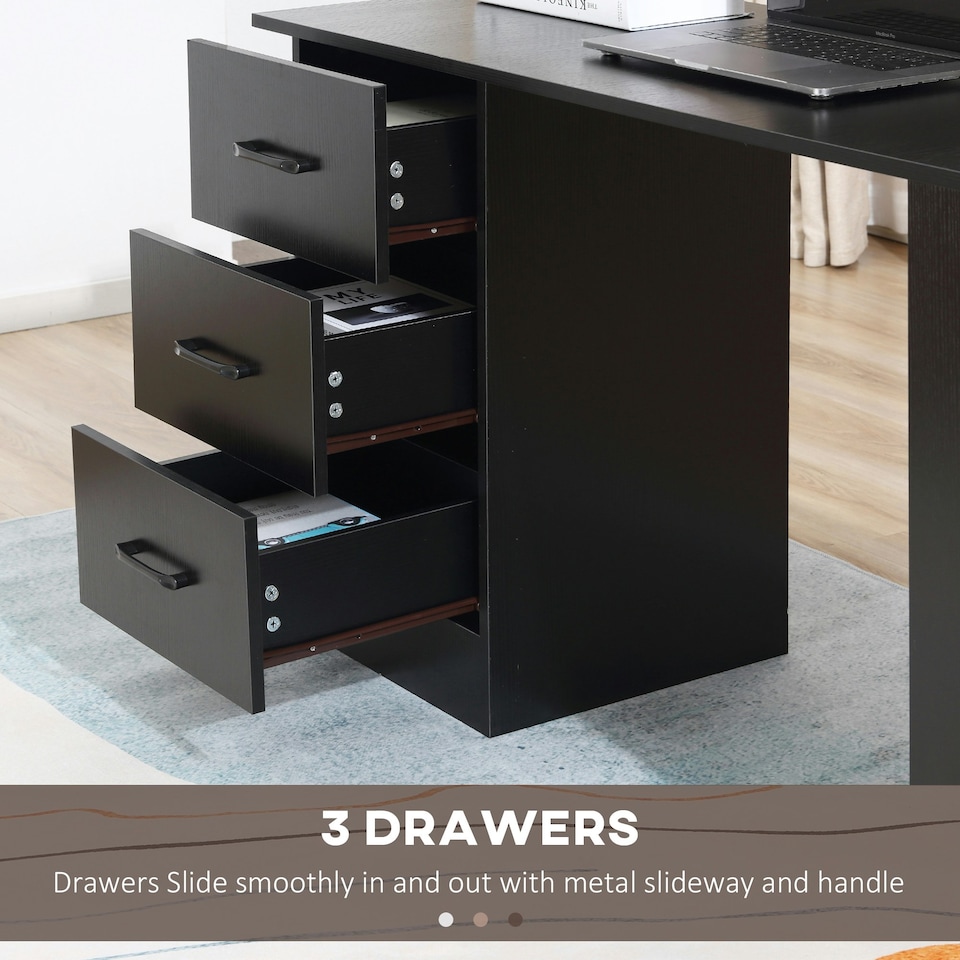 image 1 of HOMCOM Computer Desk with Storage, Writing Study Table for Home Office
