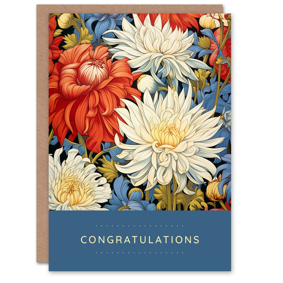 image 1 of Chrysanthemum Flower Pattern Congratulations Her Card