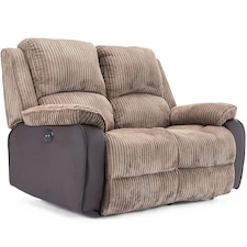 Postana 2 Seater Electric High Back Jumbo Cord Fabric Recliner Sofa (Brown)