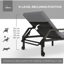 Set of 2 Malibu Rattan Sun Loungers - Grey