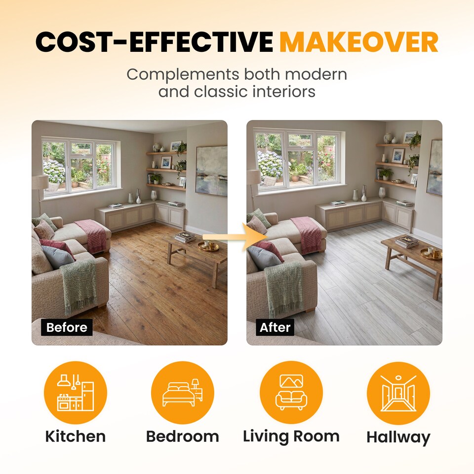 image 1 of NOVECRAFTO Self Adhesive Vinyl Floor Plank – Peel & Stick 36x5.98 in – Light Grey Ash Breeze – Wood Effect – Waterproof DIY Flooring – Easy to Install | Grey | 4.17 sqm