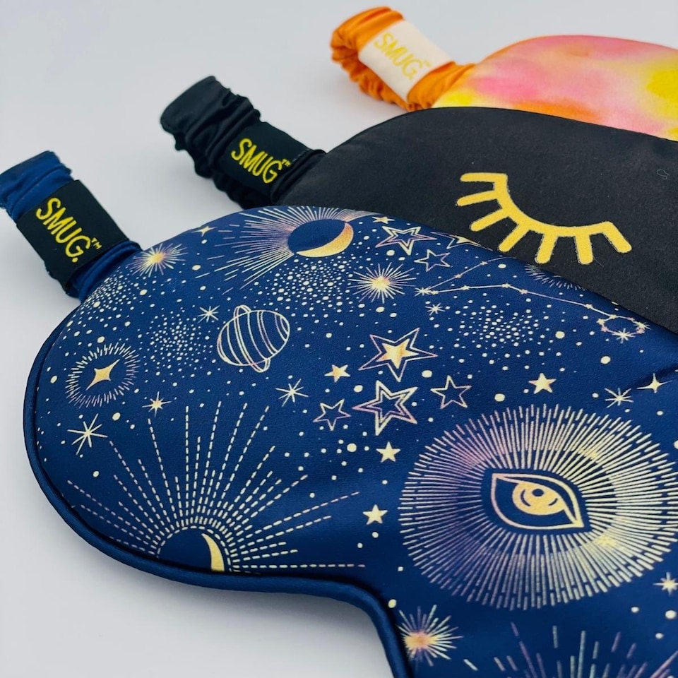 image 1 of SMUG Satin Sleep Mask - Blue Celestial Print