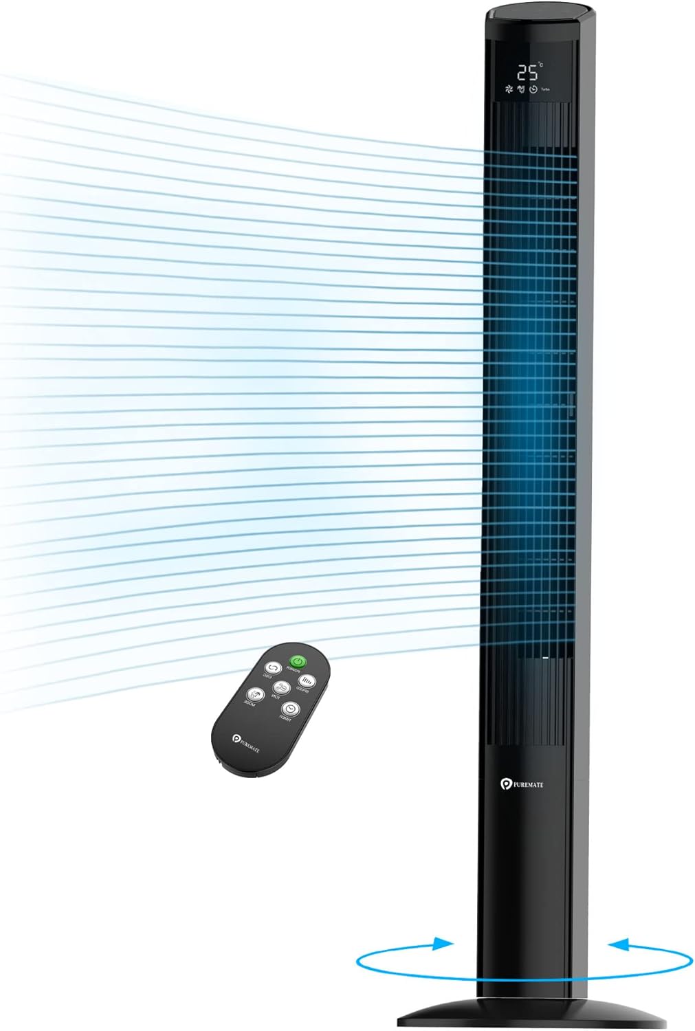 47 inch Oscillating Tower Fan with Remote Control Black