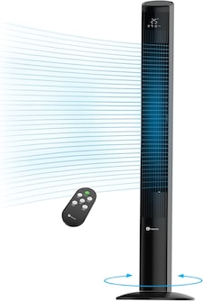 PureMate 47-Inch Oscillating Bladeless Tower Fan & Air Purifier (Black)