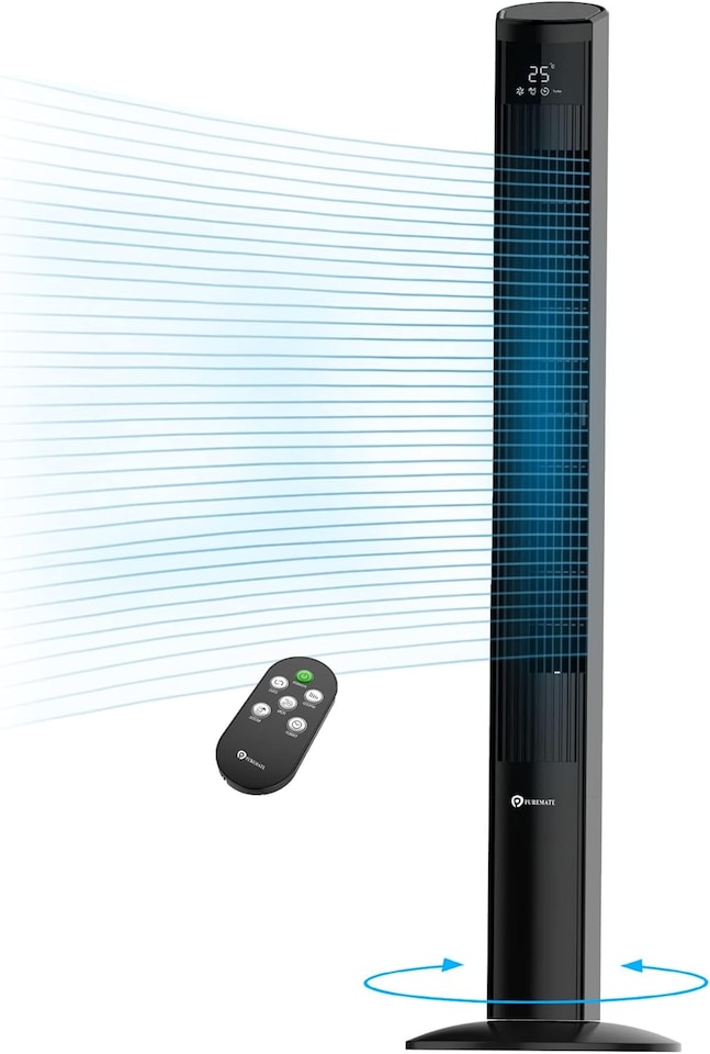 image 1 of 47 inch Oscillating Tower Fan with Remote Control Black