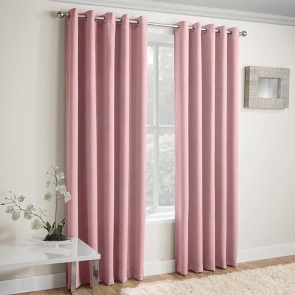 image 1 of Vogue Blush Curtains 66 x 54 inch (168 x 137 cm) Room Darkening Eyelet Thermal Noise Reducing Curtains for Bedroom and Living Room