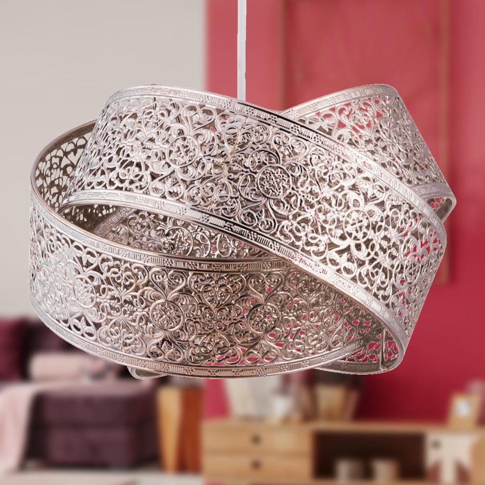 image 1 of Set of 2 Moroccan Style Layered Ceiling Light Shades | Chrome | Medium | 2