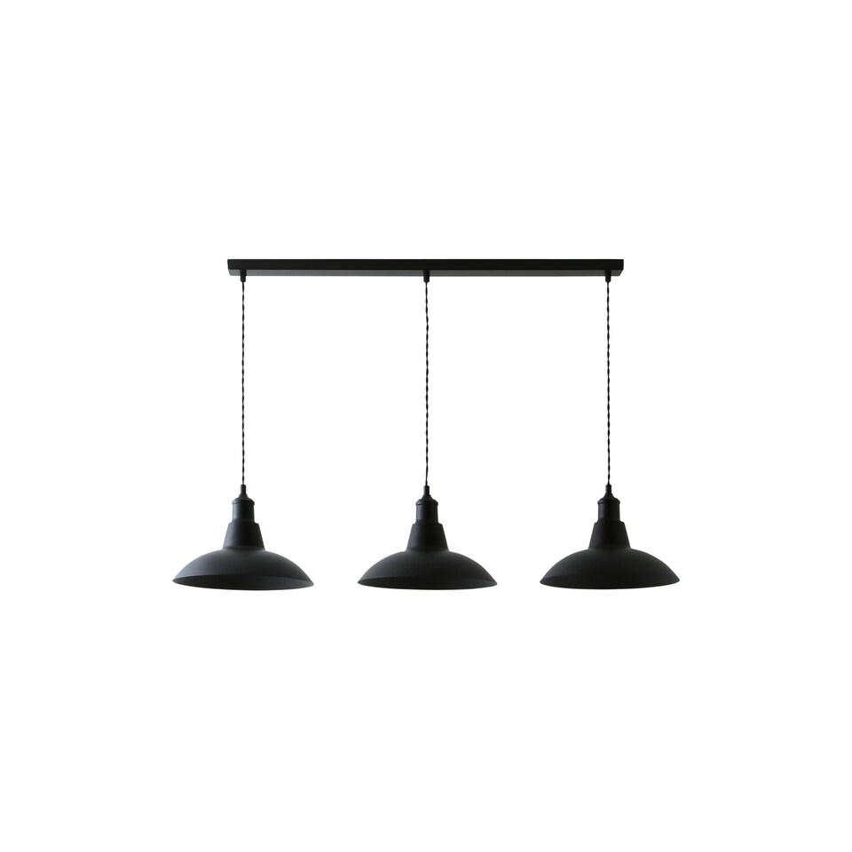image 1 of ValueLights Civic Black Dome 3 Drop Bar Black Pendant Light | Black