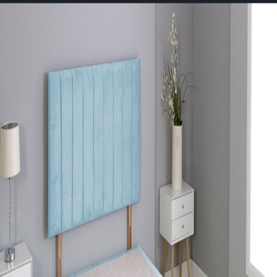Sky Blue Plush Velvet 9 Panel Headboard N/A | 6FT Superking 26"inch Headboard