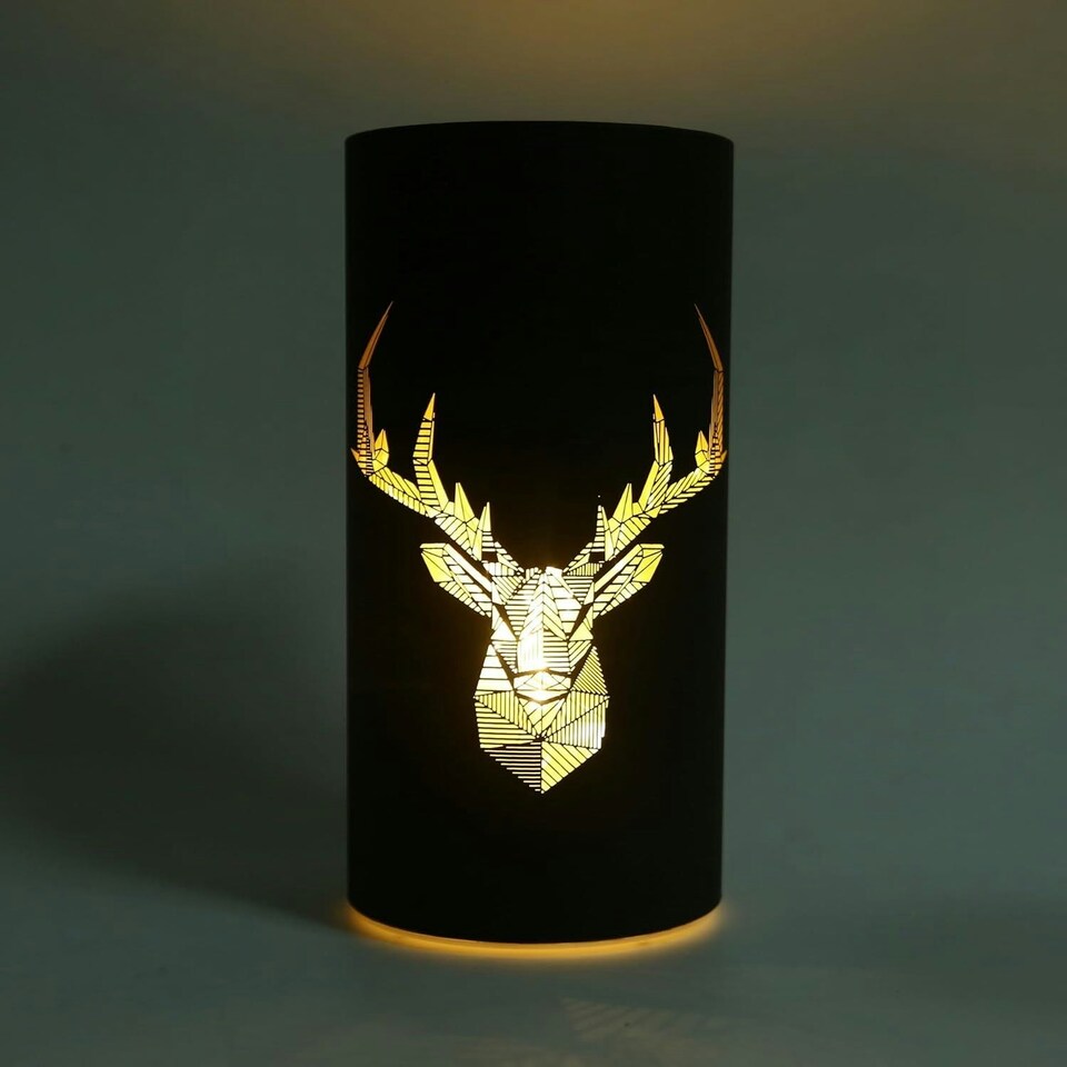image 1 of 22cm Christmas Decorated Vase - LED Black Glass Vase