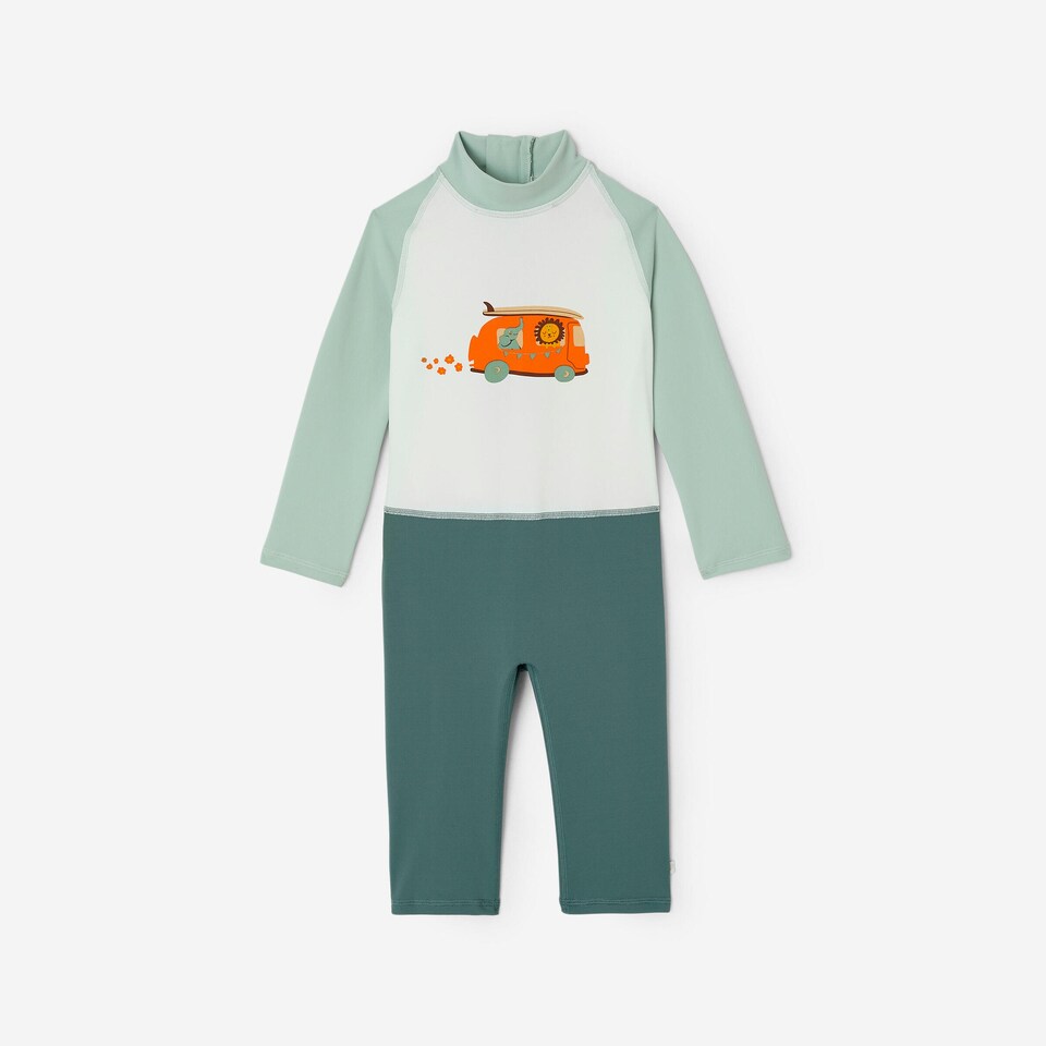 image 1 of Decathlon Baby/Kids’ Long-Sleeve UV-Protection Swimming Suit Blue Print