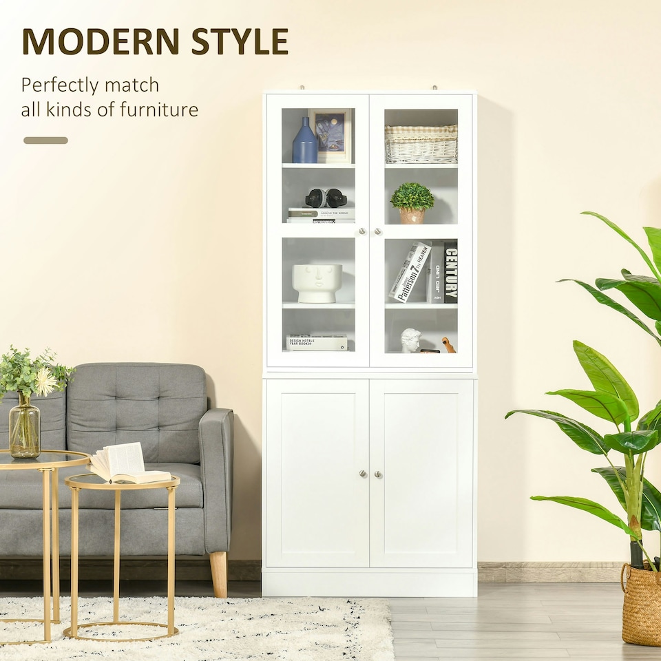 image 1 of HOMCOM Modern Bookcase Display Storage Cabinet w/ Doors Shelves