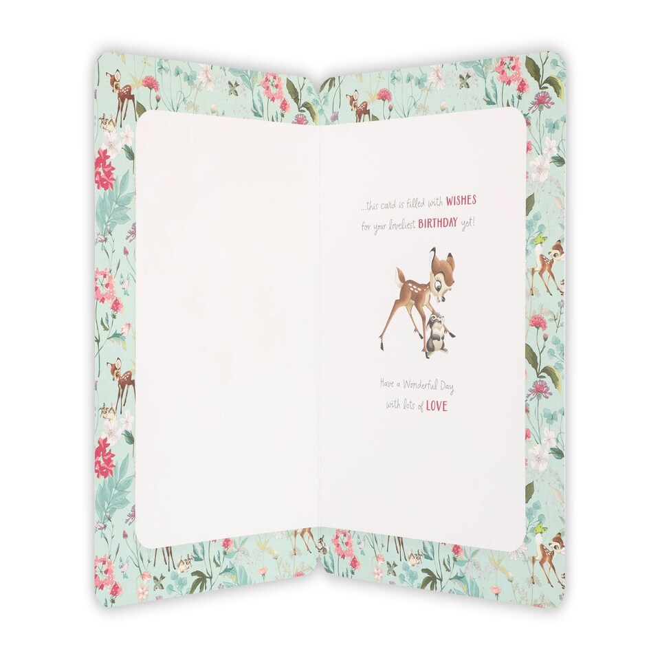 image 1 of Bambi and Thumper with Red Foil Finish Granddaughter Birthday Card