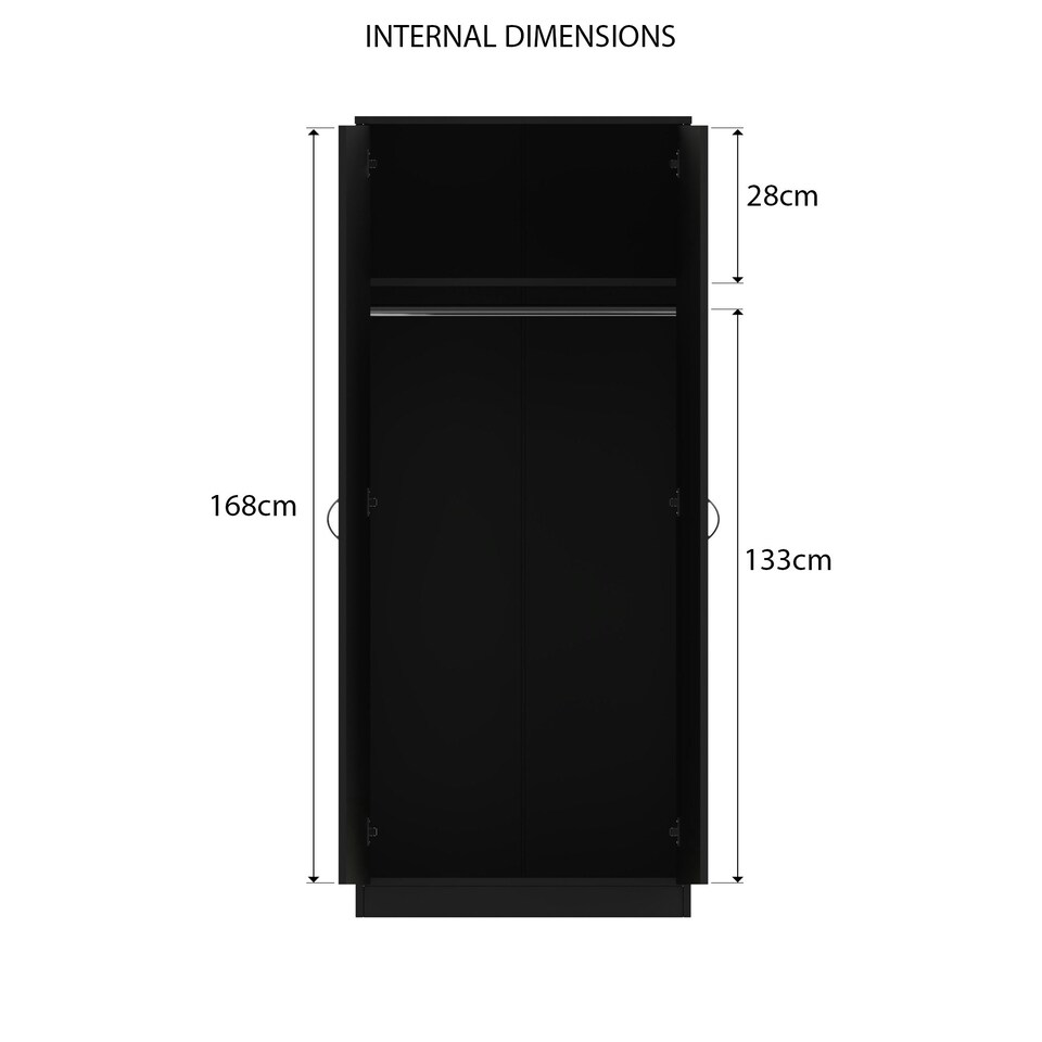 image 1 of FWStyle Chilton 2 Door Wardrobe - Black Gloss Front Black