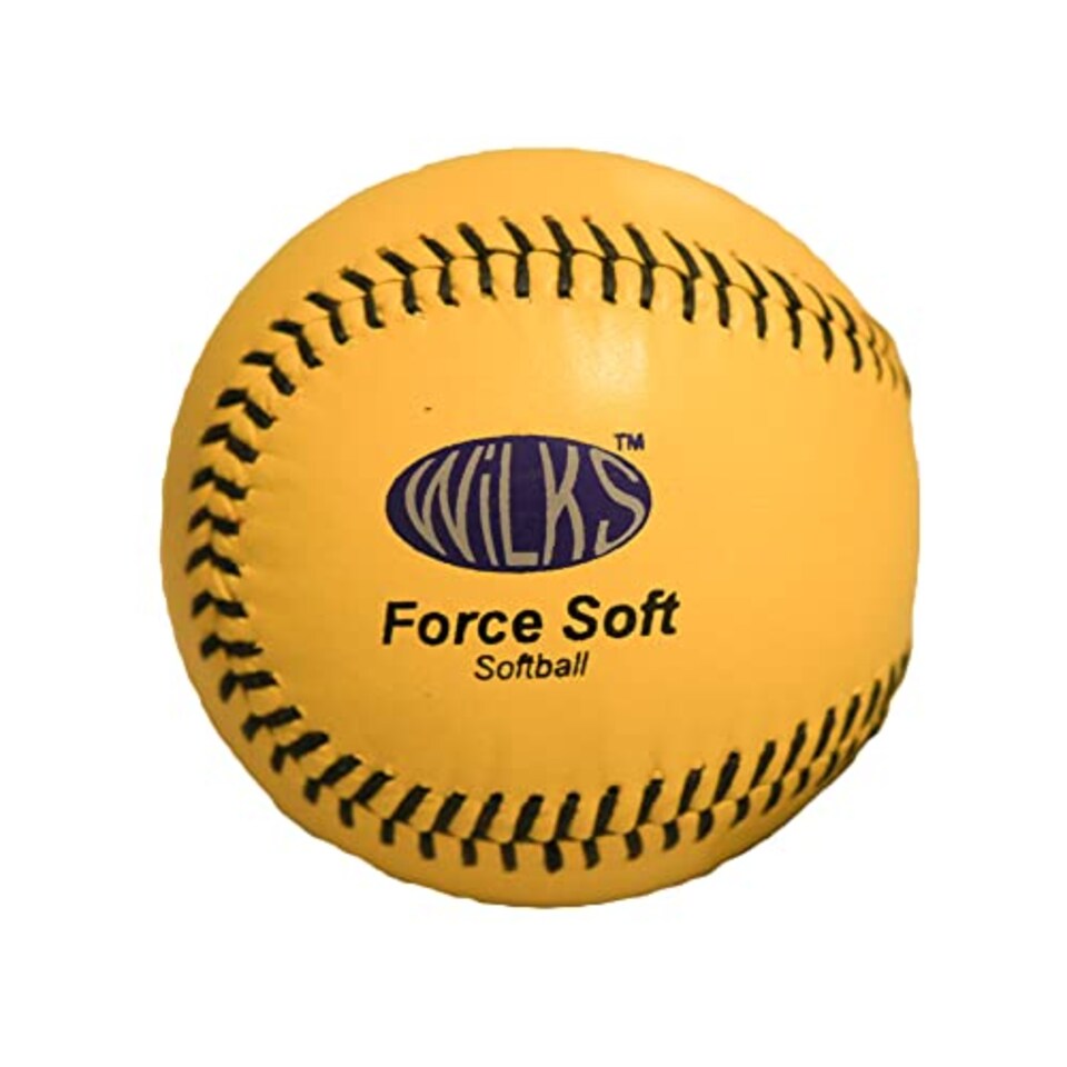 image 1 of Wilks Kid's Force Leather Practise Softball - Yellow, 11.5 cm