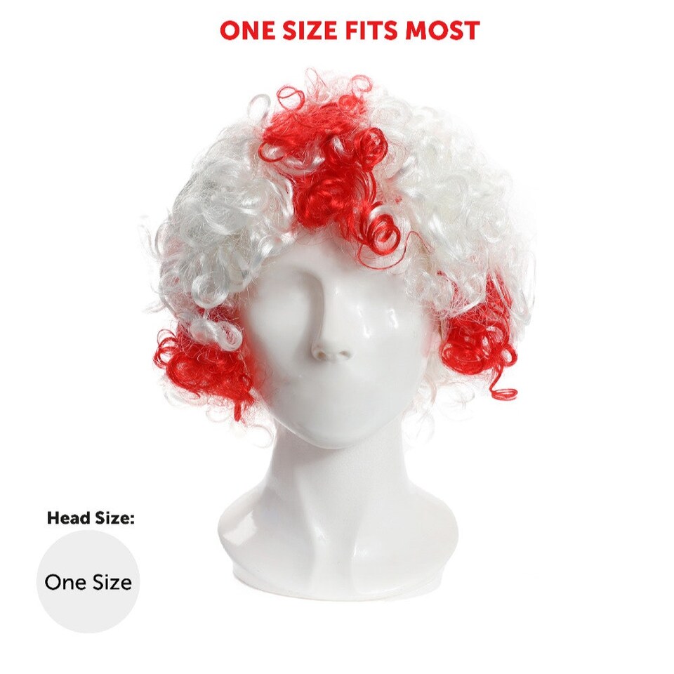 image 1 of Pack of 6 England Supporters Curly Wig Red | One Size