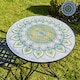 image 5 of Bistro Table Set Blue Floral Mosaic Design 2 Chairs Outdoor Garden Furniture
