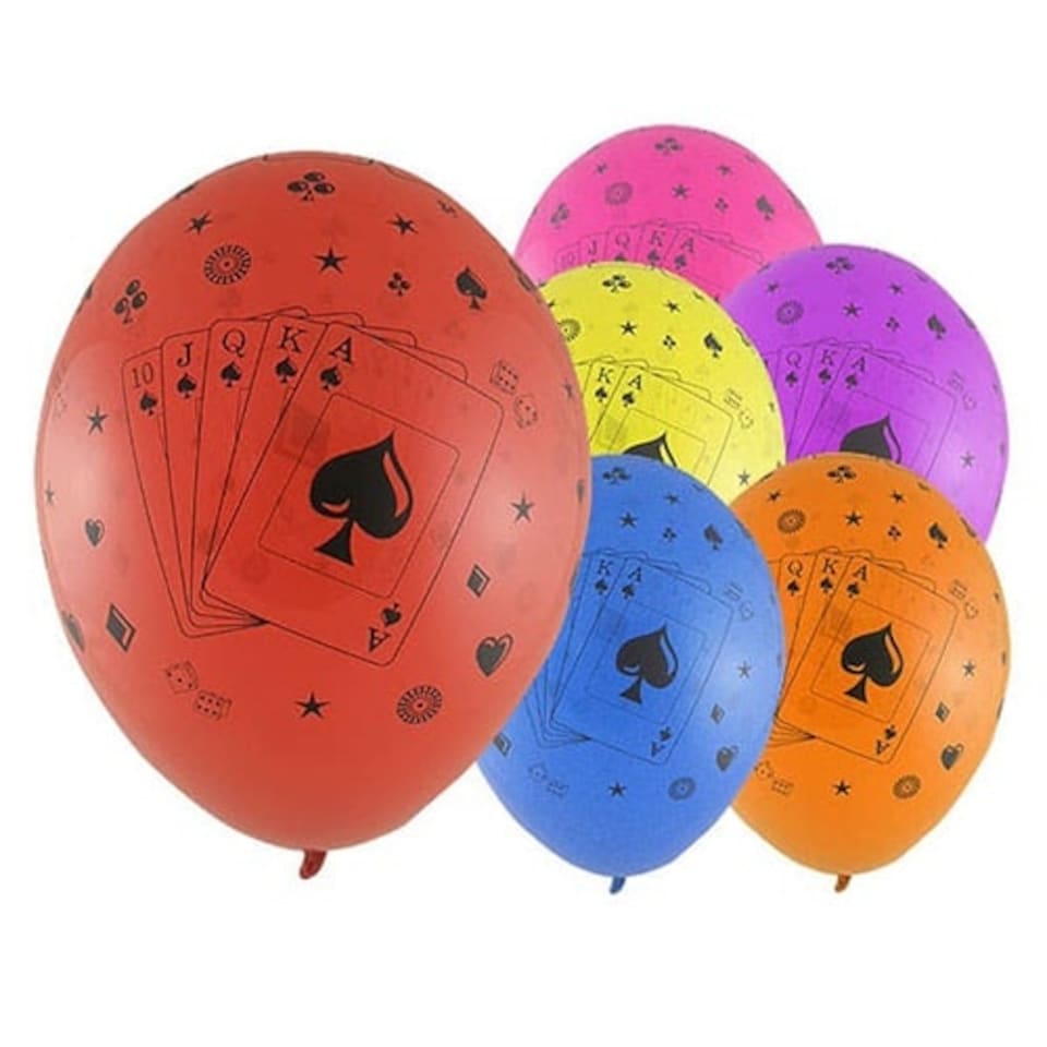 Casino Cards Latex Balloons 30cm / 12 in - Pack of 6