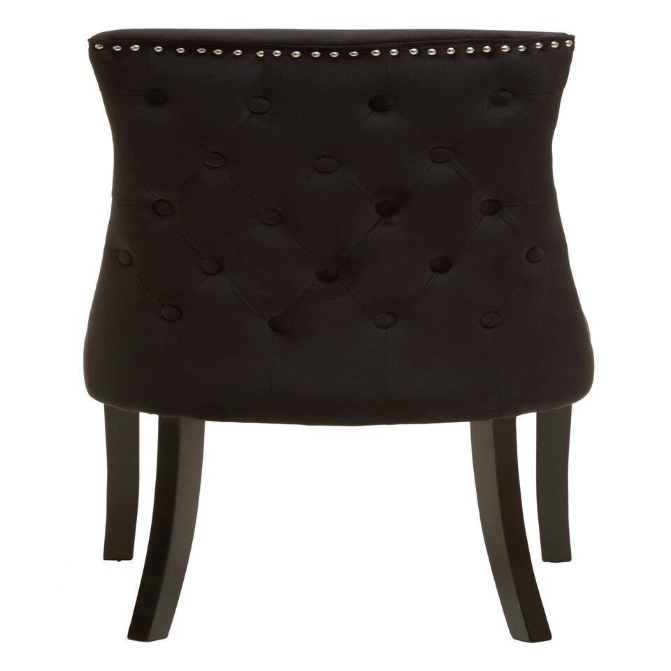 image 1 of Interiors by Premier Black Velvet Dining Chair, Curved High Back Office Chair, Aesthetic Velvet Accent chair for Living Room
