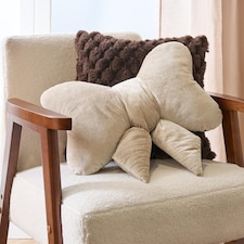 OHS Soft Velvet Bow Shaped Cushion Pillow | Cream | Natural