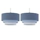 image 1 of First Choice Lighting Set of 2 Gabi Blue Ombre Linen 3 Tier Ceiling Light Shades Blue