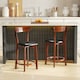 image 3 of COSTWAY Bar Stools Set of 2 Upholstered Kitchen Stools 60cm Brown