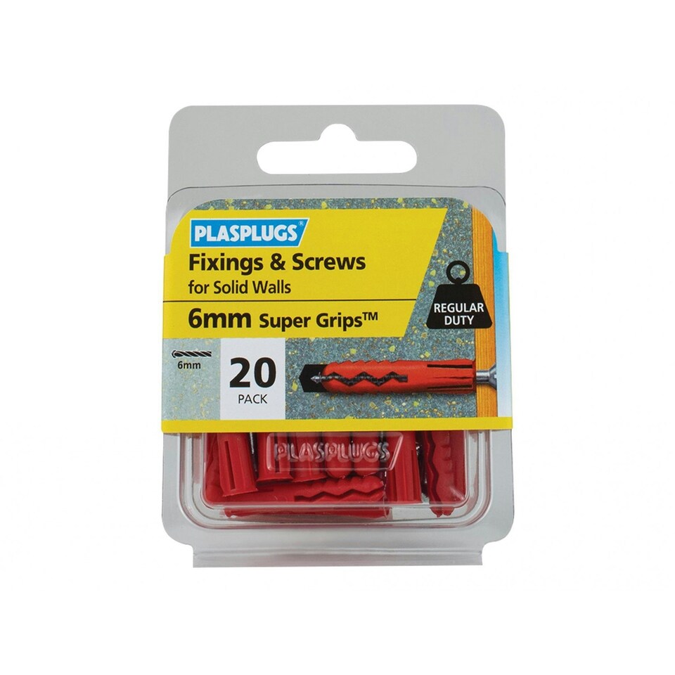 Plasplugs Solid Wall Super Grips - Multi Colour - Pack of 20