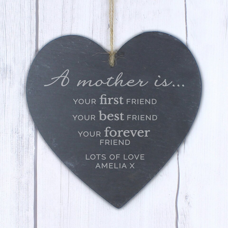 image 1 of Personalised 'A Mother Is' Slate Heart Decoration